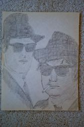 Hand drawing of the Blues Brothers